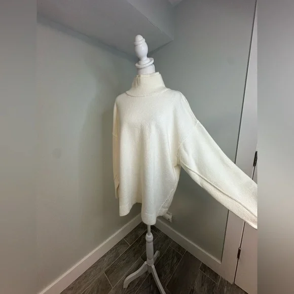 Free People Afterglow Mock Neck Cream Oversized Cozy Winter Sweater Size Smalll - Picture 6 of 17